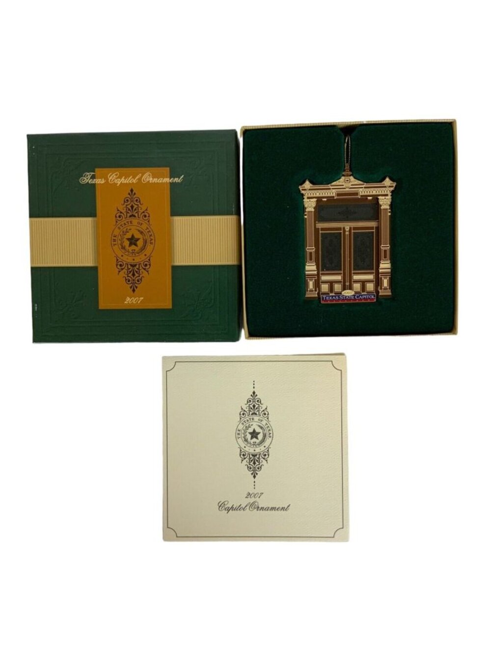 Texas State Capitol Ornament 2007 Etched Glass Doors Christmas Collectible Box
